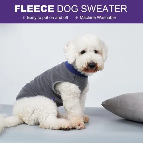 Vista 2 de cyeollo Paquete de 2 suéteres de forro polar reflectante para perros, elástico, chaleco cálido para perros, ropa de invierno para cachorros
