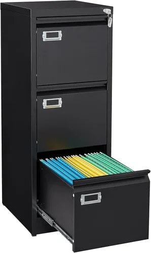 Vista 18 de SISESOL - Archivador de 4 cajones con cerradura y etiqueta, archivador vertical blanco, archivadores de cierre estrecho con cajones, almacenamiento