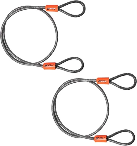 Vista 11 de BV Cable de seguridad resistente de 15 pies con bucles, cable de acero trenzado resistente a los cortes, versátil y resistente a la intemperie, Par