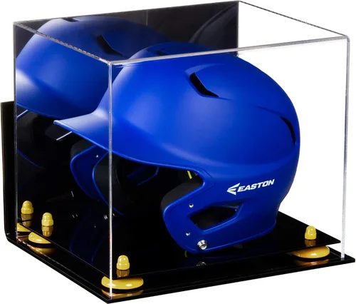 Vista 25 de Better Display Cases Vitrina acrílica para casco de bateo de béisbol con espejo, elevadores rosados, montaje en pared y base de espejo (V22/A012)