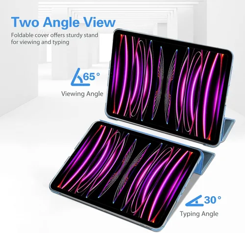 Vista 5 de ProCase Funda inteligente para iPad Pro de 12.9 2022/2021/2020/2018, carcasa rígida con soporte delgado para iPad Pro de 12.9 pulgadas, 6ª Celeste