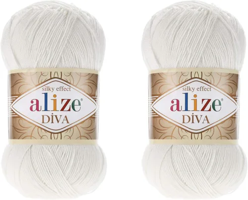 Vista 2 de Alize Diva Yarn - Hilo para tejer a mano, hilo acrílico 100% microfibra, hilo Alize Diva, efecto seda, ganchillo arte, encaje, manualidades, lote