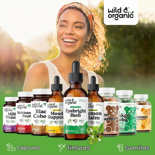 Vista 5 de Wild & Organic Eyebright Herb Tintura - Suplemento de soporte ocular - 2 fl oz