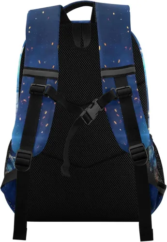 Vista 7 de Mochila para niños y niñas, mochila de viaje con diseño de astronauta y gato