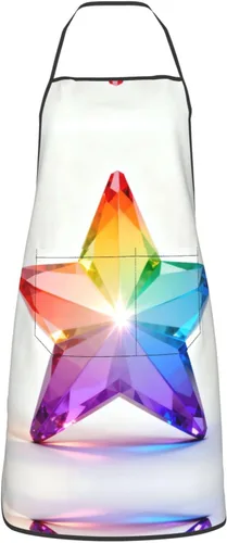 Vista 15 de Colorful Stars Delantal con bolsillos, delantales resistentes a las gotas de agua para mujeres y hombres, delantal ideal para uso doméstico