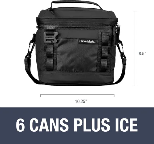 Vista 2 de CleverMade Pacifica Pro - Lonchera térmica para 6 latas, con aislamiento de lados suaves, a prueba de fugas, con abrebotellas y correa