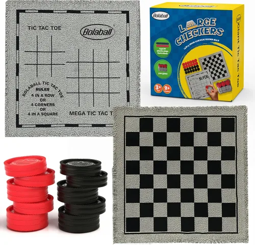 Vista 7 de Bolaball - Juego de mesa gigante 3 en 1, la vieja, damas, ajedrez, reversible, juegos de jardín y patio para adultos, fiesta familiar, para niños