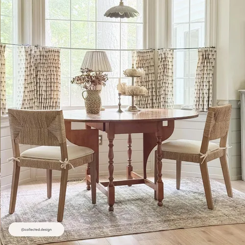 Vista 10 de Nathan James Silla de comedor Beacon Boho, silla de comedor Boucle con acento de fibra de mar y patas de madera maciza, crema Boucle/marrón claro