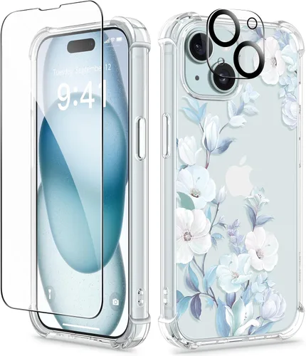 Vista 150 de GVIEWIN - Funda para iPhone 11 con protector de pantalla + protector de lente de cámara, cubierta protectora transparente suave de poliuretano