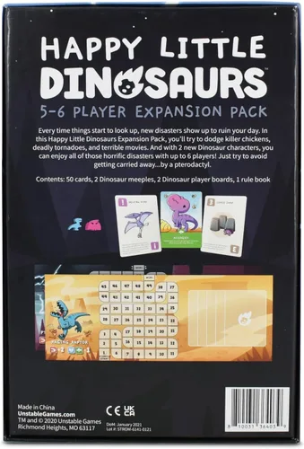 Vista 2 de Unstable Games - Happy Little Dinosaurs: Paquete de expansión para 5-6 jugadores - Lindo juego de cartas para niños, adolescentes y adultos - ¡Evita