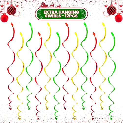Vista 5 de KatchOn, Decoraciones colgantes de Navidad en forma de remolino, grande, paquete de 30 Adorno colgante para decoraciones de fiesta de Navidad