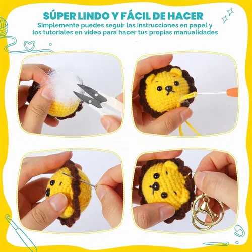 Vista 5 de GOZATO Kit de ganchillo para principiantes, kit de animales de ganchillo con tutoriales en video paso a paso, kit de ganchillo fácil