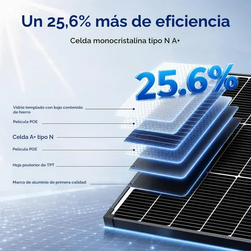 Vista 3 de 200 Watt Solar Panels N-Type 18BB Solar Panel 25.6% High-Efficiency Transparente