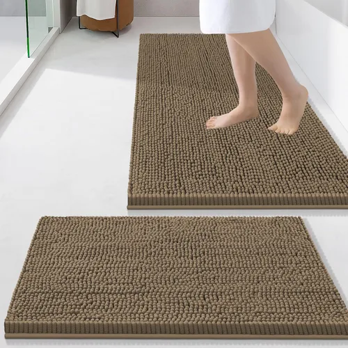 Vista 137 de Juego de alfombras de baño Smiry de 2 piezas, suave alfombra absorbente de chenilla y juego de alfombra en forma de U para inodoro, alfombra de baño