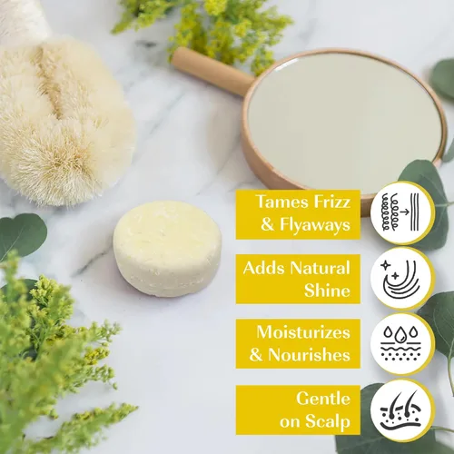 Vista 3 de Barra de champú sólido orgánico para cabello seco, rizado y adelgazante Nutrición profunda con aceite de marula y manteca de karité, manteca