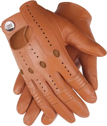 Vista 11 de GSG Guantes de cuero genuino para hombre de piel de oveja negros para conducir en bicicleta con pantalla táctil, guantes de motocicleta sin forro