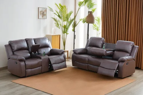 Vista 40 de A Ainehome Juego de Muebles de Sala de Estar de Cuero Reclinable Juego de Sofá Sillón Loveseat Juego de Muebles Sofá para Sala de Estar/Espacio