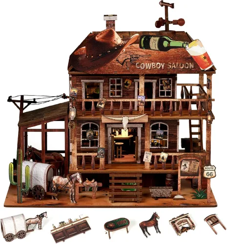 Vista 10 de NookMaster Kit de rincón de libros con luz LED DIY casa de muñecas en Kits de rincón de libros para adultos, tema de biblioteca, 377 piezas, LED