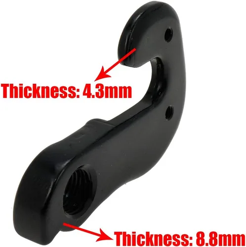 Vista 3 de 2 piezas universal de bicicleta desviador de bicicleta percha marco engranaje gancho cola, negro Sturdy Anti-Bending Derailleur Tail Hooks, Smooth
