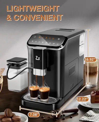Vista 6 de GarveeTech Máquina de café expreso totalmente automática, máquina de café y café con espumador de leche automático, molinillo de granos espresso