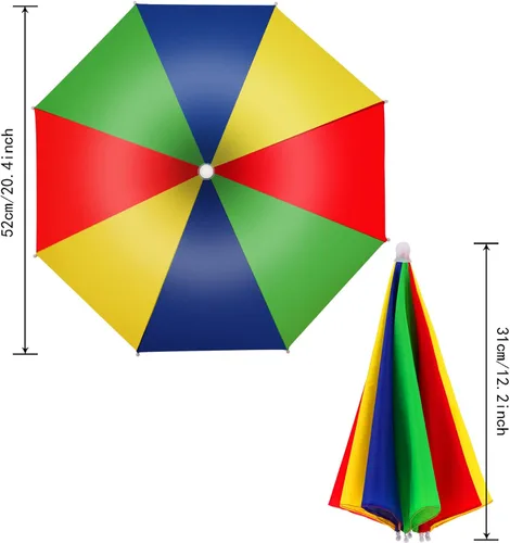 Vista 2 de Syhood 4 piezas de sombrero de paraguas de arcoíris ajustable para adultos y niños