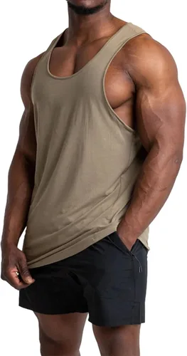 Vista 3 de ZIWOCH Camiseta sin mangas de algodón para hombre, para entrenamiento, culturismo