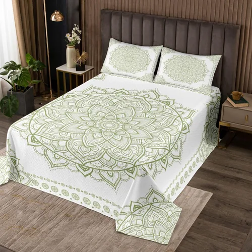 Vista 18 de Erosebridal Juego de colcha de mandala rosa tamaño individual para niñas y mujeres, juego de ropa de cama floral hippie juego de colcha estética