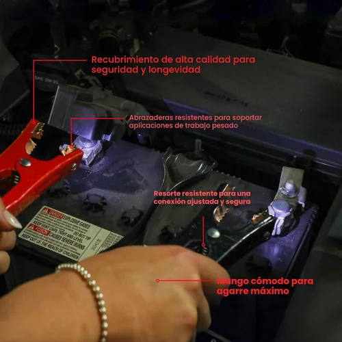 Vista 5 de Safe Start Cable de puente Cables de puente resistentes para camiones, SUV Arrancador de auto rescate Conexión rápida, luces integradas