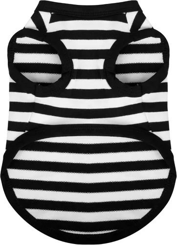 Vista 16 de Paiaite 3 piezas de camisa para perro a rayas de color oscuro, camisas sin mangas de algodón para cachorros, ropa transpirable para mascotas