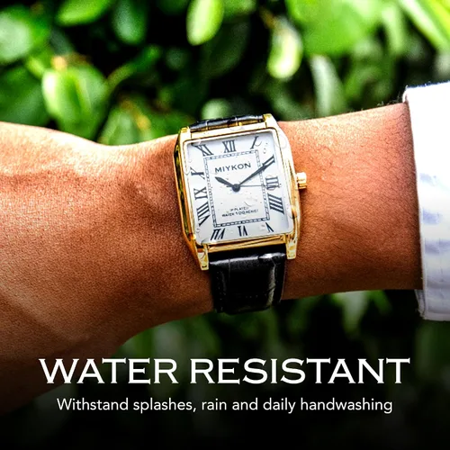 Vista 5 de Miykon Vintage Watches for Men Classic Tank Square Analog Watch with Genuine Leather Wrist Strap, Mens Dress Watches Japanese Quartz, Waterproof