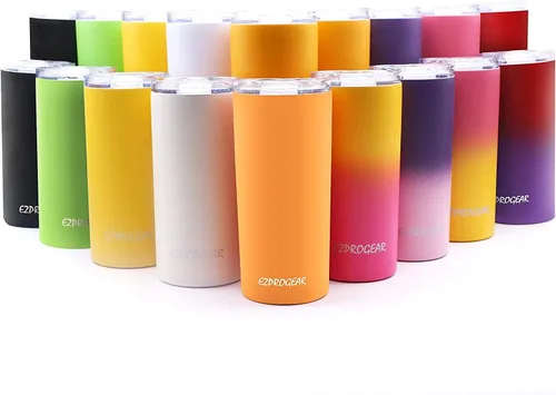 Vista 7 de Ezprogear - Vaso estrecho de acero inoxidable, térmico y aislado al vacío, con popote