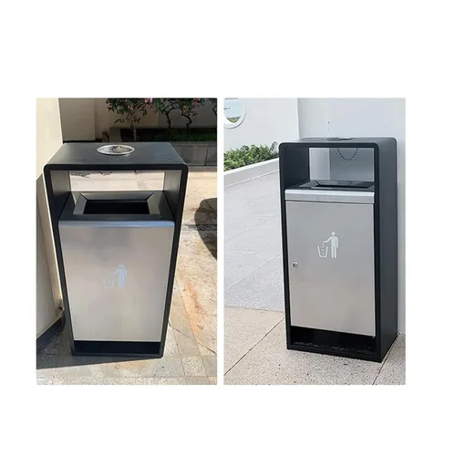 Vista 5 de Botes de basura rectangulares de acero inoxidable para exteriores, papeleras comerciales para centros comerciales, oficinas, hoteles, exteriores