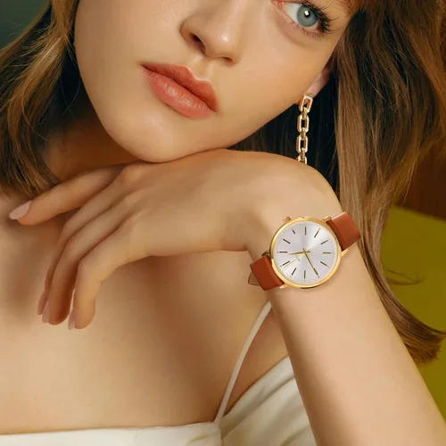 Vista 5 de BUREI Relojes de pulsera para mujer, a la moda, minimalista, analógico, de cuero, de cuarzo, impermeables, para mujer