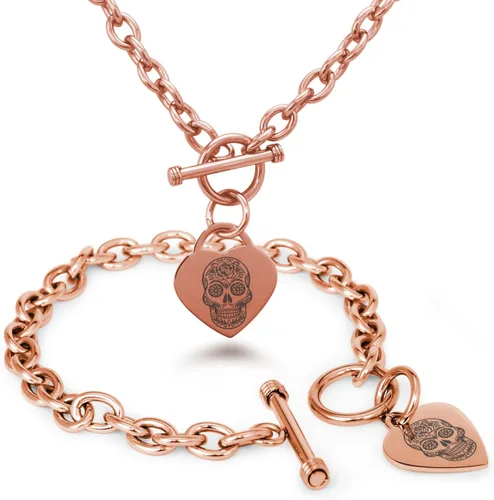 Vista 5 de Pulsera y Collar con Dijes de Símbolos de Corazón de Acero Inoxidable Solo pulsera de plata
