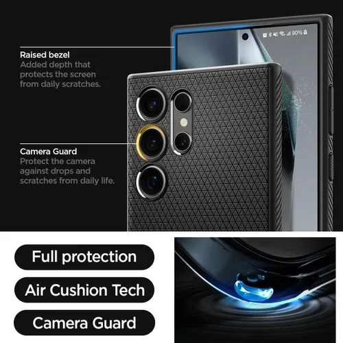 Vista 5 de Spigen Funda para Galaxy S24 Ultra, aire líquido [sin anillo magnético] [protección de grado militar] - negro mate Mate negro