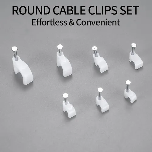 Vista 4 de 700 clips de cable con clavos de acero, clips de gestión de cables de cable, cable Ethernet blanco/cable coaxial/soporte de cable de cable, clips
