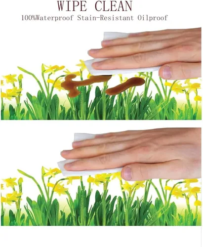 Vista 6 de Mantel redondo de vinilo ajustable, mantel de poliéster con estampado de narcisos y narcisos, ramo de flores de abril, para mesas redondas de 23