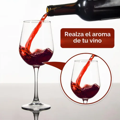 Vista 4 de Elegante juego de 8 copas de vino tinto templadas de 15 onzas