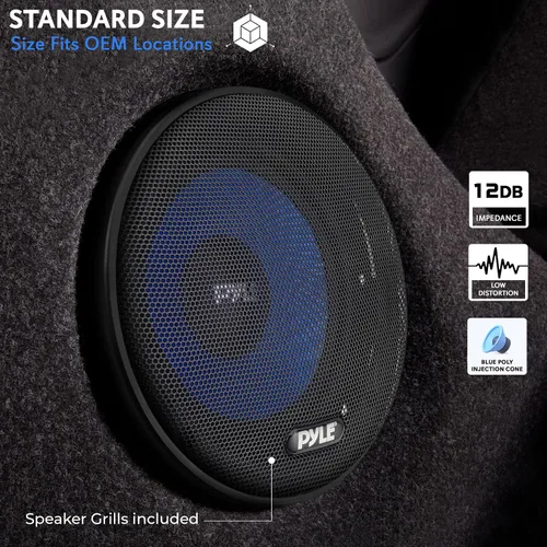 Vista 3 de Pyle Sistema de altavoces de componentes bidireccionales: un par de kit de componentes bidireccionales de 6.5 pulgadas, envolvente de goma butilo