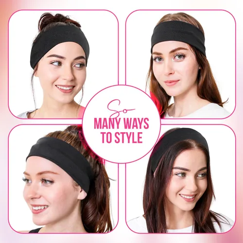 Vista 2 de Styla Hair Diademas elásticas para mujer, paquete de 10 bandas antideslizantes para la cabeza, ideales para spa, deportes, yoga, pilates, correr