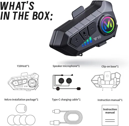 Vista 7 de Auriculares Bluetooth para Casco de Motocicleta, Auriculares Inalámbricos Bluetooth 5.3 para Exteriores con Altavoces, Cancelación de Ruido
