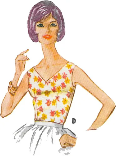 Vista 2 de Patrón vintage de los años 60 - Blusa sin mangas, parte superior - cuatro estilos - busto 36" (91.4cm)