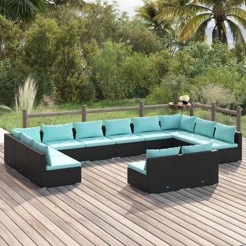 Vista 32 de Sofá de 3 plazas con cojines de ratán de poliéster marrón, juego de muebles de patio al aire libre con 3 sofás centrales para patio trasero, jardín