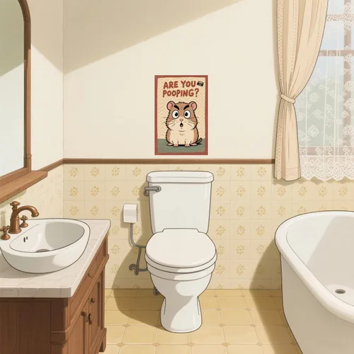 Vista 5 de BYZCLUBERI Retro Hamster Are You Pooping? Wall Decor - Camera Element Rodent Bathroom Art, Unique Hamster Decor in Bathroom, 8x12 Inch