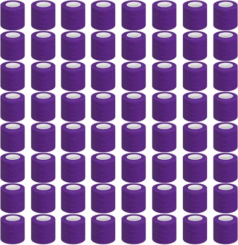 Vista 9 de Treela - Paquete de 64 vendajes autoadhesivos de 2 pulgadas x 5 yardas, colores surtidos Cohesive Flexible Wrap for Wrist Ankle Fingers