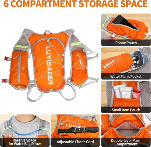 Vista 4 de Desoto Mochila de hidratación, chaleco ligero para correr y ciclismo para senderismo, escalada y campamento