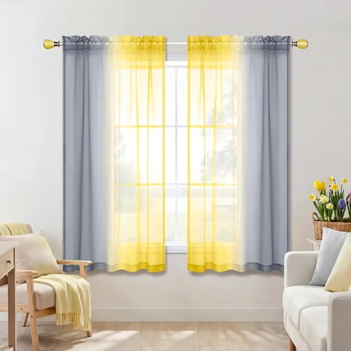 Vista 18 de KOUFALL - Cortinas cortas transparentes de 45 pulgadas de largo para decoración de baño, juego de 2 paneles con bolsillo para barra, cortinas