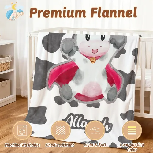 Vista 5 de Manta de bebé personalizada con nombre, cobijas de franela suaves y personalizadas con diseño de animales para recién nacidos, niños y niñas