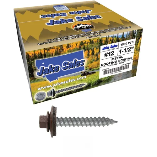 Vista 55 de 12 tornillos para techos de metal gris ABC de 1-1/2 pulgadas, cabezal de arandela hexagonal, arranque automático/roscado, arandela EPDM. 1 bolsa