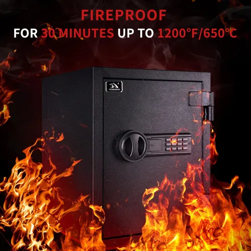 Vista 3 de TIGERKING Caja fuerte ignífuga, 1.24 pies cúbicos, pequeña caja fuerte de acero para el hogar con cerradura digital para el hogar y la oficina